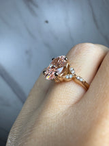 "Kristina" Fancy Vivid Pink Oval Cut and Marquise Diamond Shoulder Engagement Ring