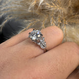 "Rosa" Round Cut and Marquise Diamond Shoulder Engagement Ring