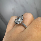 "Pierre" Pear Cut Halo 2 Carat Diamond Shoulder Engagement Ring