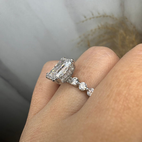 "Ethena" Radiant Cut 4 carat Diamond Shoulder Engagement Ring