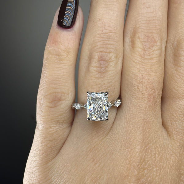 "Celina" Radiant Cut 2 Carat Diamond Shoulder Engagement Ring