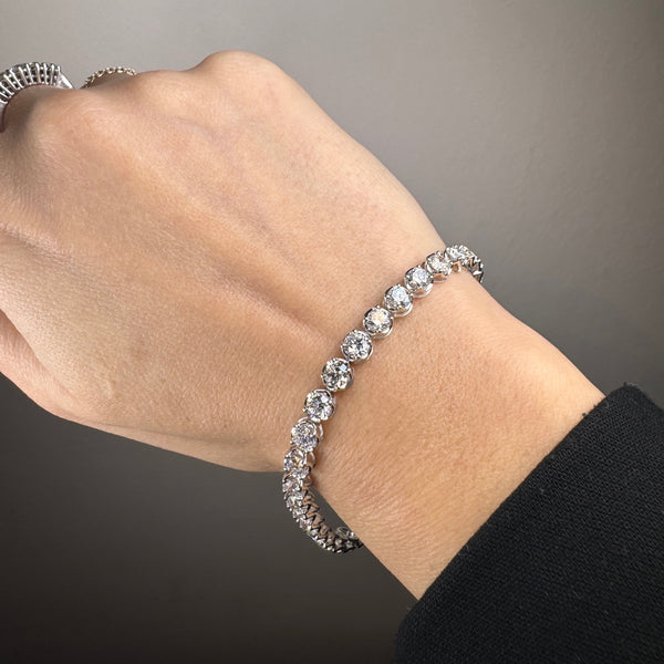 "Linda" Illusion 12 Carat Platinum Round Cut Diamond Bracelet - HEERA DIAMONDS