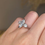 "Charlotte" Three Stone Marquise Cut with Round Cut Diamond Trilogy Engagement Ring 3SMC02 - HEERA DIAMONDS