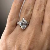 "Viney" Pear Cut 5 Carat Trilogy Platinum Engagement Ring