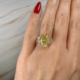 "Lion" Oval Cut 5.5 Carat Natural Trilogy Yellow Gold Engagement Ring