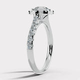 "Indy" 1 carat Halo Round Brilliant Cut Diamond Scallop Set Diamond Shoulder Engagement Ring HARB17