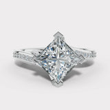 "Iris" 1 Carat Twisted Princess Cut Diamond Grain Set Diamond Engagement Ring DSPC01
