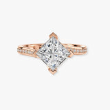 "Iris" 1 Carat Twisted Princess Cut Diamond Grain Set Diamond Engagement Ring DSPC01