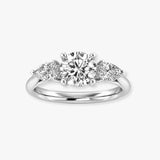 "Ivy" 1 carat Three Stone Round Brilliant Cut with Pear Cut Diamond Trilogy Engagement Ring 3SRB11