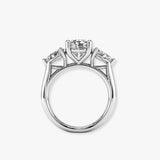 "Ivy" 1 carat Three Stone Round Brilliant Cut with Pear Cut Diamond Trilogy Engagement Ring 3SRB11