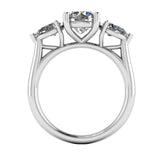 "Ivy" Three Stone Round Brilliant Cut with Pear Cut Diamond Trilogy Engagement Ring 3SRB11 - HEERA DIAMONDS