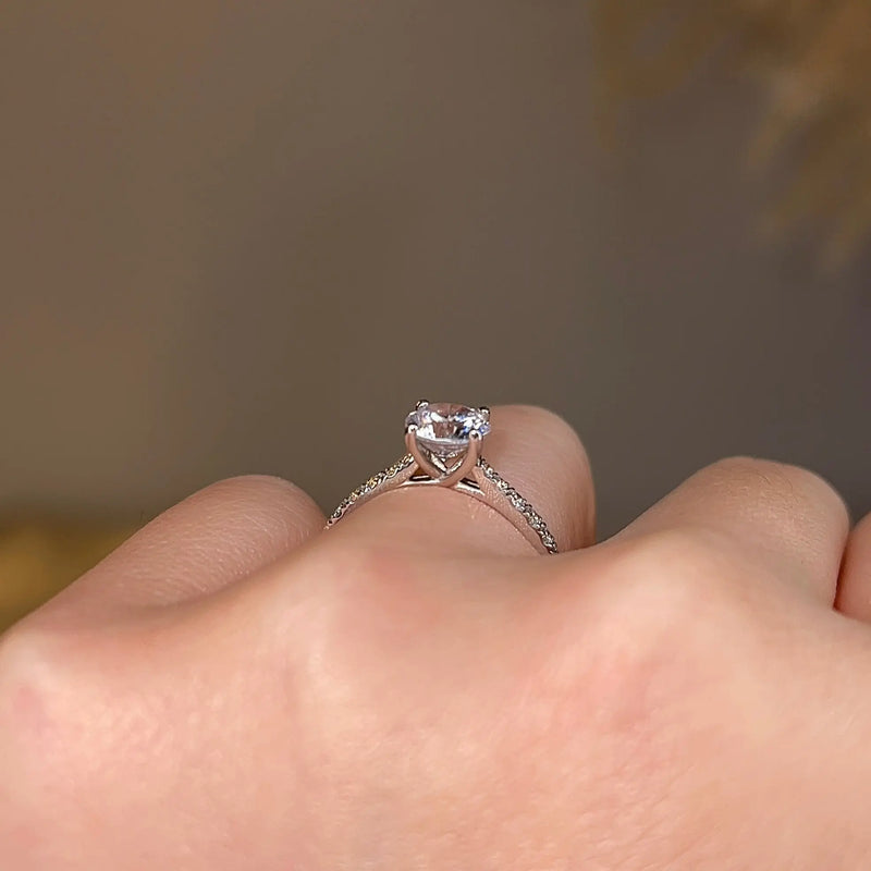 "Jasiri" Round Brilliant Cut Diamond Micro Set Diamond Engagement Ring DSRB95 - HEERA DIAMONDS