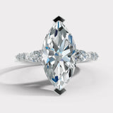 "Jasmine" Marquise Cut 1 Carat Diamond Shoulder Platinum Engagement Ring Render- Front view