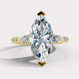 "Jasmine" Marquise Cut 1 Carat Diamond Shoulder Platinum Engagement Ring- Yellow Gold