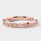 "Jill" Honeycomb Hexagon Pattern 0.10ct Diamond Half Eternity Ring ET74