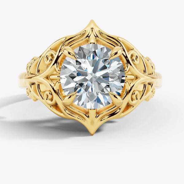 "July" Round Cut 1 Carat Solitaire 18k Yellow Gold Engagement Ring SSRB44 HEERA DIAMONDS
