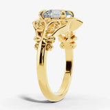 "July" Round Cut 1 Carat Solitaire 18k Yellow Gold Engagement Ring Render- Side View