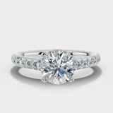 "June" 1 Carat Round Brilliant Cut Diamond Hidden Under Halo Micro Set Diamond Band Engagement Ring UHRB03