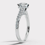 "June" 1 Carat Round Brilliant Cut Diamond Hidden Under Halo Micro Set Diamond Band Engagement Ring UHRB03