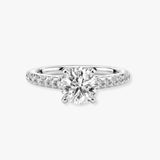 "June" 1 Carat Round Brilliant Cut Diamond Hidden Under Halo Micro Set Diamond Band Engagement Ring UHRB03