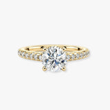 "June" 1 Carat Round Brilliant Cut Diamond Hidden Under Halo Micro Set Diamond Band Engagement Ring UHRB03