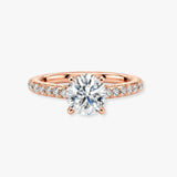 "June" 1 Carat Round Brilliant Cut Diamond Hidden Under Halo Micro Set Diamond Band Engagement Ring UHRB03
