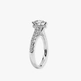 "June" 1 Carat Round Brilliant Cut Diamond Hidden Under Halo Micro Set Diamond Band Engagement Ring UHRB03