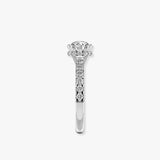 "June" 1 Carat Round Brilliant Cut Diamond Hidden Under Halo Micro Set Diamond Band Engagement Ring UHRB03