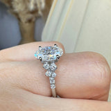 "June" Oval Cut 1.5 Carat Diamond Shoulder Platinum Engagement Ring DSOC08 HEERA DIAMONDS
