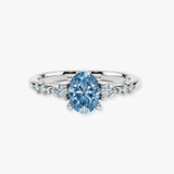 "Kade" Oval Cut 2 Carat Blue Diamond Shoulder Engagement Ring DSOC14