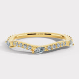 "Kai" Dainty Marquise Leaf 0.30ct Diamonds on Wave Shaped Eternity Ring ET16
