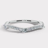 "Kai" Dainty Marquise Leaf 0.30ct Diamonds on Wave Shaped Eternity Ring ET16