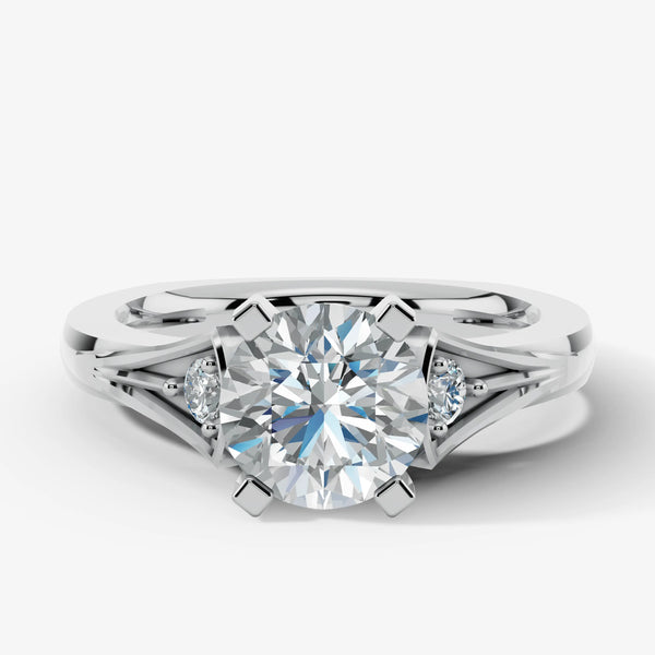 "Kayle" Round Cut 1.5 Carat Trilogy Platinum Engagement Ring 3SRB04 HEERA DIAMONDS