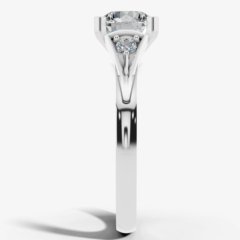 "Kayle" Round Cut 1.5 Carat Trilogy Platinum Engagement Ring 3SRB04 HEERA DIAMONDS