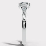 "Kayle" Round Cut 1.5 Carat Trilogy Platinum Engagement Ring Render- Side View