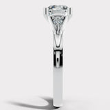 "Kayle" Round Cut 1.5 Carat Trilogy Platinum Engagement Ring Render- Side View
