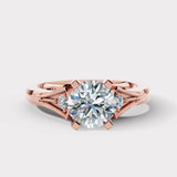 "Kayle" Round Cut 1.5 Carat Trilogy Platinum Engagement Ring - Rose Gold