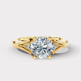 "Kayle" Round Cut 1.5 Carat Trilogy Platinum Engagement Ring- Yellow Gold