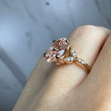 "Kristina" Fancy Vivid Pink Oval Cut and Marquise Diamond Shoulder Engagement Ring HEERA DIAMONDS
