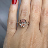 "Kristina" Fancy Vivid Pink Oval Cut and Marquise Diamond Shoulder Engagement Ring HEERA DIAMONDS