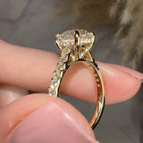 "Kyra" Under Hidden Halo Round Brilliant Cut Diamond Shoulders Engagement Ring - HEERA DIAMONDS