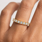 Lab Diamond Scallop Set Half Eternity Band Wedding Ring SRB