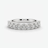 Lab Diamond Scallop Set Half Eternity Band Wedding Ring SRB
