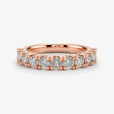 Lab Diamond Scallop Set Half Eternity Band Wedding Ring SRB