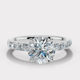 "Lara" 1 carat Round Brilliant Cut Diamond Hidden Under Halo Scallop Set Diamond Band Engagement Ring UHRB05
