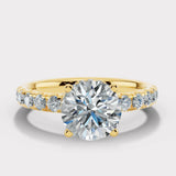 "Lara" 1 carat Round Brilliant Cut Diamond Hidden Under Halo Scallop Set Diamond Band Engagement Ring UHRB05