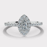 "Lilah" 1 carat Halo Marquise Cut Diamond Shoulder Engagement Ring HAMC03