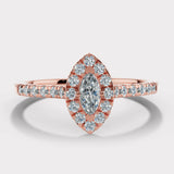 "Lilah" 1 carat Halo Marquise Cut Diamond Shoulder Engagement Ring HAMC03