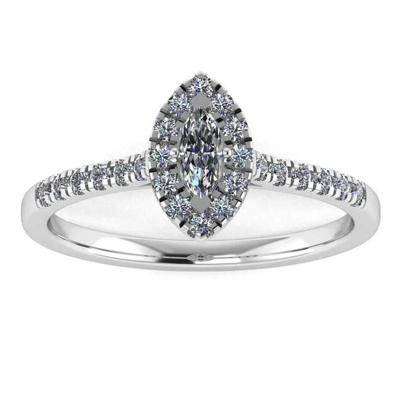 "Lilah" Halo Marquise Cut Diamond Shoulder Engagement Ring HAMC03 - HEERA DIAMONDS