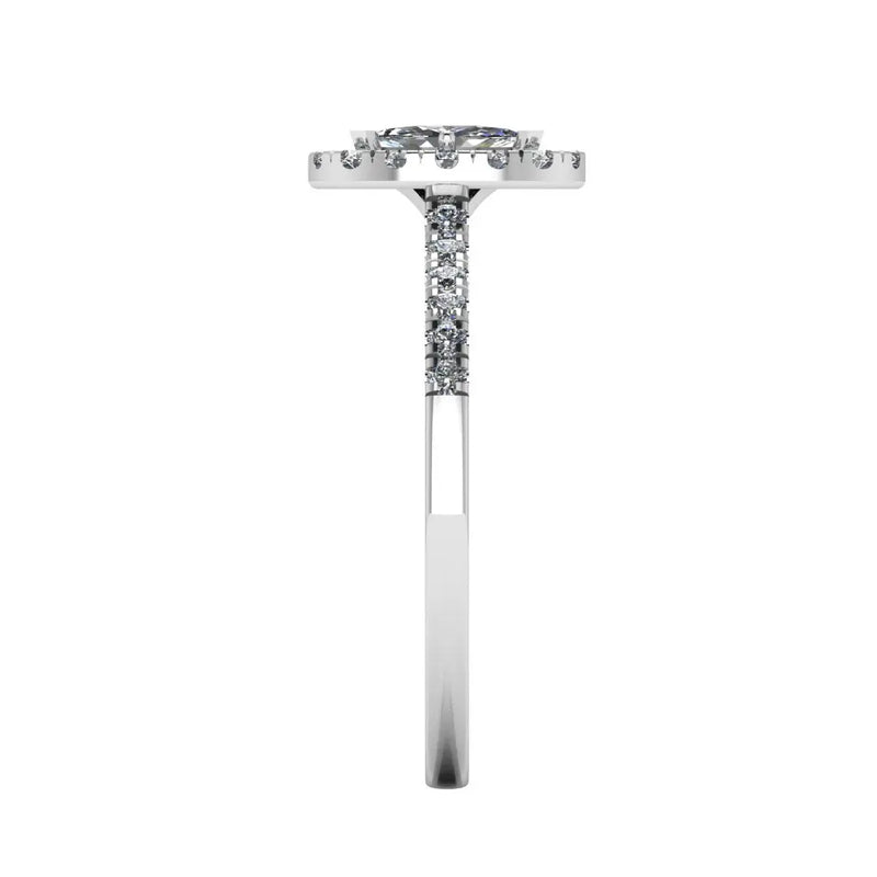 "Lilah" Halo Marquise Cut Diamond Shoulder Engagement Ring HAMC03 - HEERA DIAMONDS